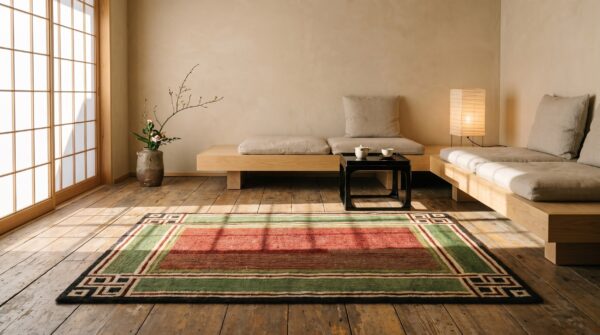 Multicolor 1920s wool american hooked antique small scatter size rug 9 Multicolor 1920s wool american hooked antique small scatter size rug (sku 20492) - room view