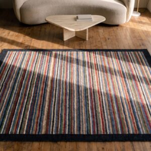 Multicolor 1920s American Square Hooked Wool Antique Rug (SKU 20564) - styled overhead view