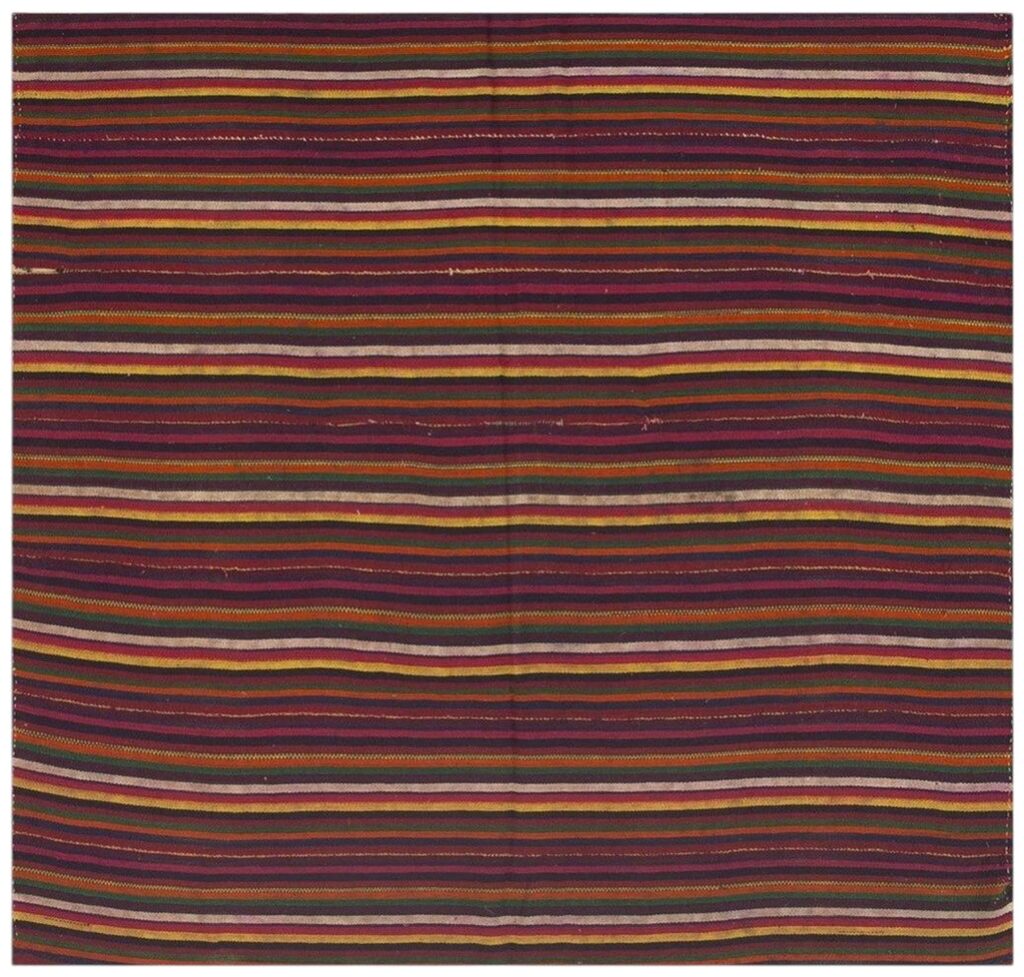 Multicolor Field Striped Vintage Mid-century Turkish Kilim Rug