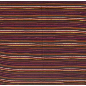 Multicolor Field Striped Vintage Mid-century Turkish Kilim Rug