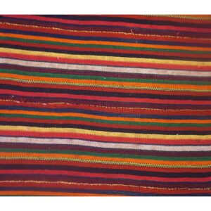 Multicolor Field Striped Vintage Mid-century Turkish Kilim Rug - detail view 2