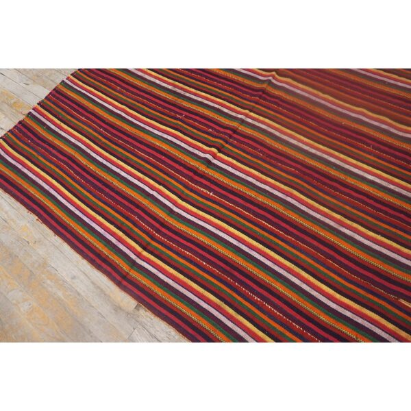 Multicolor field striped vintage mid-century turkish kilim rug 4 Multicolor field striped vintage mid-century turkish kilim rug - detail view 3