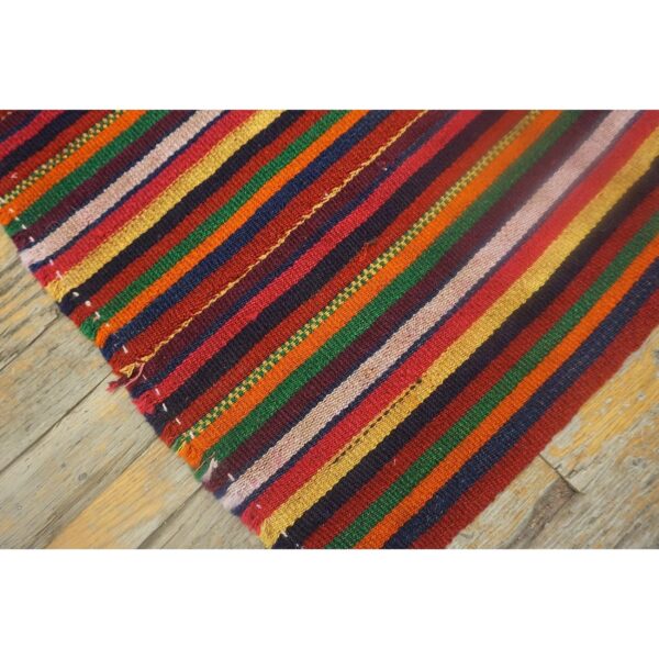 Multicolor field striped vintage mid-century turkish kilim rug 5 Multicolor field striped vintage mid-century turkish kilim rug - detail view 4