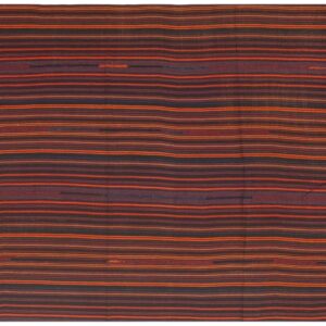 Multicolor Ground Geometric Vintage Turkish Decorative Kilim Small Rug