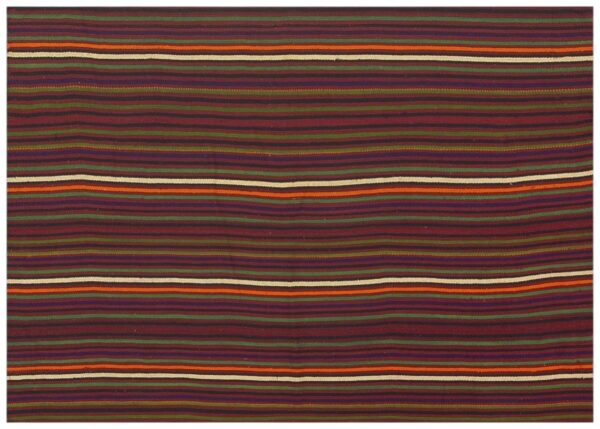 Multicolor vintage mid-century modern stripe handwoven turkish kilim small rug 1 Multicolor vintage mid-century modern stripe handwoven turkish kilim small rug