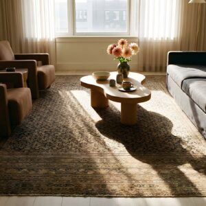 Antique N.E. Persian Khorassan Moud Carpet 11'6"×15'2" Navy Field, Dusty Rose Border, Circa 1890 (SKU 21377) - room view