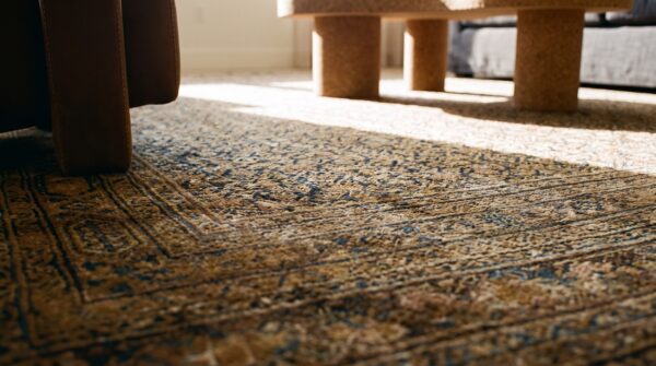 Antique n. E. Persian khorassan moud carpet 11'6"×15'2" navy field, dusty rose border, circa 1890 14 Antique n. E. Persian khorassan moud carpet 11'6"×15'2" navy field, dusty rose border, circa 1890 (sku 21377) - in-room detail
