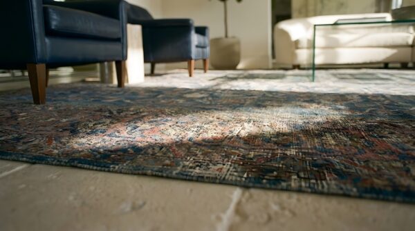 Antique n. E. Persian khorassan moud carpet, early 20th century, hand-knotted wool 18 Antique n. E. Persian khorassan moud carpet, early 20th century, hand-knotted wool (sku 24570) - in-room detail