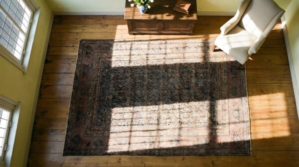 Antique n. Persian knotted rug 2 Antique n. Persian knotted rug (sku 25317) - styled overhead view