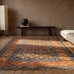 Antique N.W. Persian Allover Geometric Wool Hand Knotted Pile Blue 1900s Rug (SKU 21581) - room view