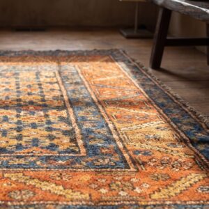Antique N.W. Persian Allover Geometric Wool Hand Knotted Pile Blue 1900s Rug (SKU 21581) - in-room detail