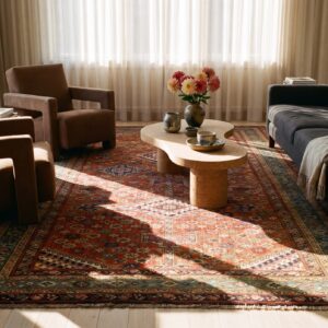Antique N.W. Persian Bakshaiesh Gallery Carpet 6'8"×17' Red Field, Teal Green Border, Circa 1880 (SKU 19065) - room view