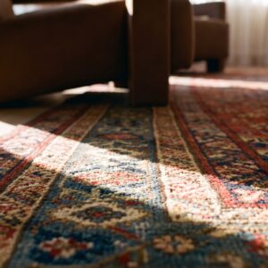 Antique N.W. Persian Bakshaiesh Gallery Carpet 6'8"×17' Red Field, Teal Green Border, Circa 1880 (SKU 19065) - in-room detail