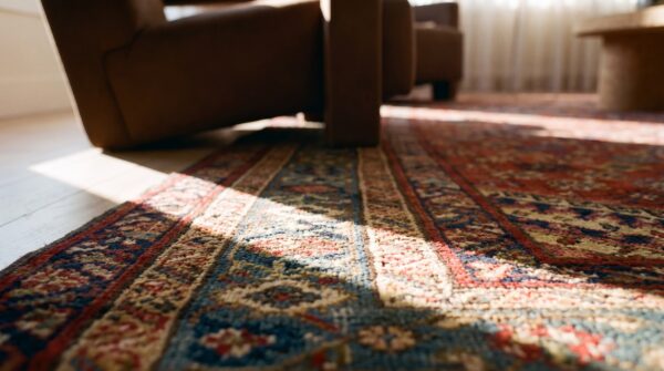 Antique n. W. Persian bakshaiesh gallery carpet 6'8"×17' red field, teal green border, circa 1880 12 Antique n. W. Persian bakshaiesh gallery carpet 6'8"×17' red field, teal green border, circa 1880 (sku 19065) - in-room detail