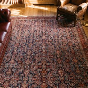 Antique N.W. Persian Persian Blue 1814 Rug (SKU 21628) - styled overhead view