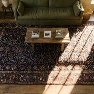 Antique N.W. Persian Blue 1822 Rug (SKU 25351) - styled overhead view