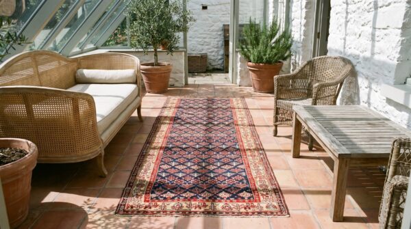 Antique n. W. Persian blue 1840s hallway runner rug 5 Antique n. W. Persian blue 1840s hallway runner rug (sku 21429) - room view