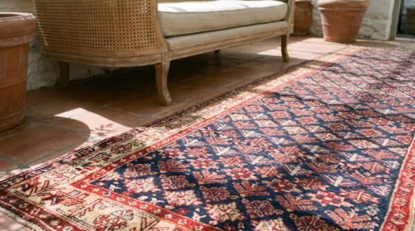 Antique n. W. Persian blue 1840s hallway runner rug 6 Antique n. W. Persian blue 1840s hallway runner rug (sku 21429) - in-room detail