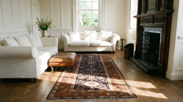 Antique n. W. Persian blue 1880s hallway runner rug 9 Antique n. W. Persian blue 1880s hallway runner rug (sku 25618) - room view