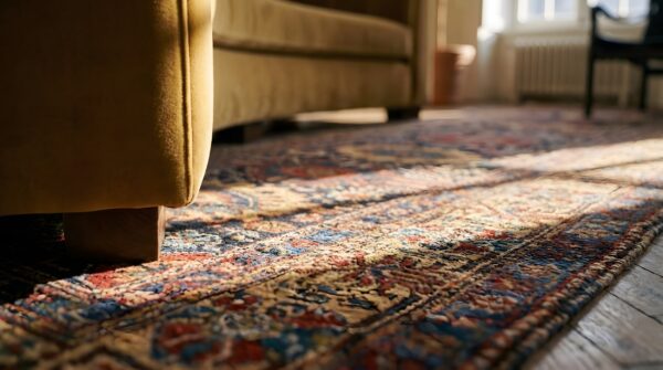 Antique n. W. Persian wool blue hallway runner rug 6 Antique n. W. Persian wool blue hallway runner rug (sku 25069) - in-room detail