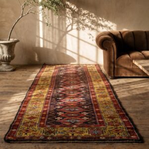 Antique N.W. Persian Blue Hallway Runner 4 Pointed Star Motif Rug, 1870s (SKU 21490) - room view