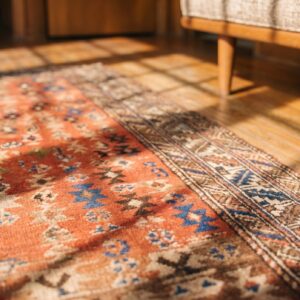 Antique N.W. Persian Coral 1930s Hallway Runner Rug (SKU 19719) - in-room detail
