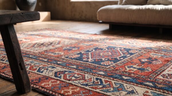 Antique n. W. Persian coral wool hallway runner rug 9 Antique n. W. Persian coral wool hallway runner rug (sku 21730) - in-room detail