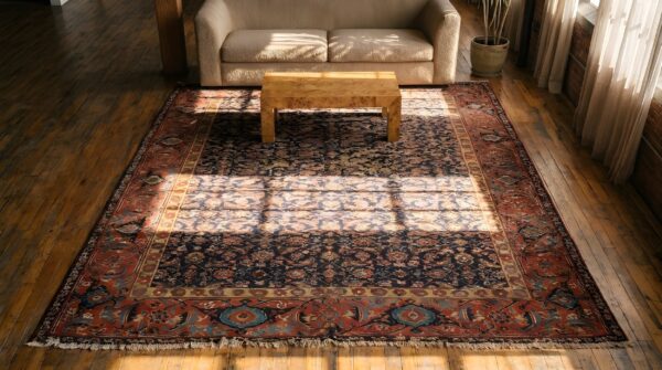 Antique n. W. Persian persian knotted rug elegant 2 Antique n. W. Persian persian knotted rug elegant (sku 22713) - styled overhead view