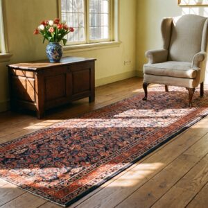 Antique N.W. Persian Geometric Knotted Hallway Runner Rug (SKU 24527) - room view