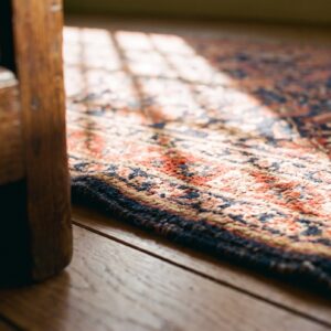 Antique N.W. Persian Geometric Knotted Hallway Runner Rug (SKU 24527) - in-room detail