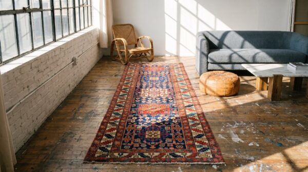 Antique n. W. Persian geometric medallion hand knotted hallway runner rug 12 Antique n. W. Persian geometric medallion hand knotted hallway runner rug (sku 18549) - room view