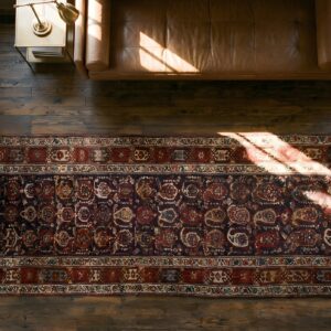 Antique N.W. Persian Knotted Hallway Runner Rug (SKU 23099) - styled overhead view
