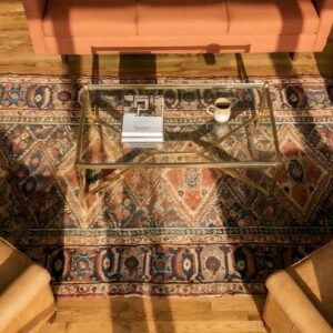 Antique N.W. Persian Hallway Runner Wool Rug (SKU 24915) - styled overhead view