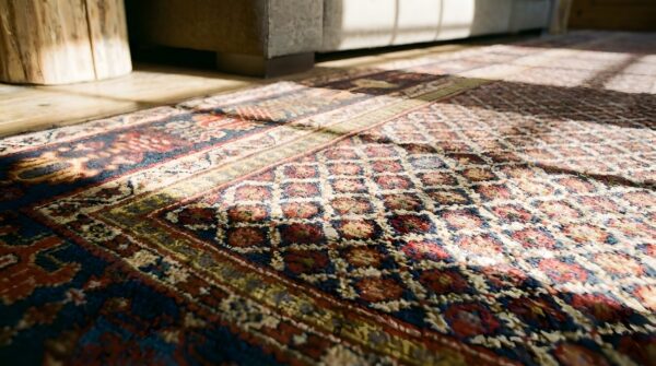 Antique n. W. Persian hallway runner wool blue rug (sku 23762) - in-room detail