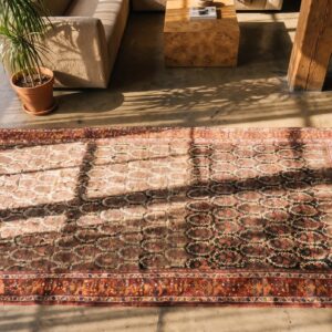 Antique N.W. Persian Hallway Runner Wool Gray Rug (SKU 18908) - styled overhead view