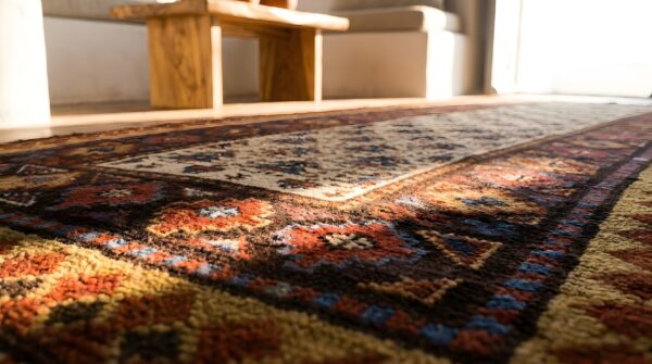 Antique n. W. Persian ivory 1870s hallway runner rug 9 Antique n. W. Persian ivory 1870s hallway runner rug (sku 22115) - in-room detail