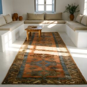 Antique N.W. Persian Karajeh Runner 2'10"×17'10" Salmon & Ivory Long Format, Circa 1920 (SKU 18814) - room view