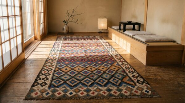 Antique n. W. Persian kilim hallway runner rug 10 Antique n. W. Persian kilim hallway runner rug (sku 19217) - room view