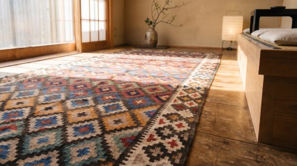 Antique n. W. Persian kilim hallway runner rug 11 Antique n. W. Persian kilim hallway runner rug (sku 19217) - in-room detail