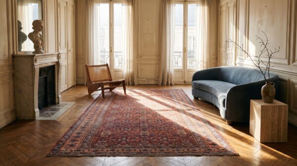 Antique n. W. Persian large hallway runner wool coral rug 5 Antique n. W. Persian large hallway runner wool coral rug (sku 21069) - room view