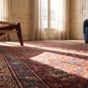 Antique N.W. Persian Large Hallway Runner Wool Coral Rug (SKU 21069) - in-room detail