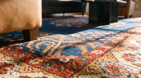 Antique n. W. Persian persian medallion knotted rug 9 Antique n. W. Persian persian medallion knotted rug (sku 22842) - in-room detail