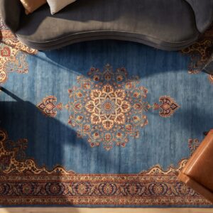 Antique N.W. Persian Persian Medallion Knotted Rug (SKU 22842) - styled overhead view