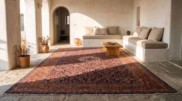Antique n. W. Persian oversized room size wool blue rug 9 Antique n. W. Persian oversized room size wool blue rug (sku 20457) - room view