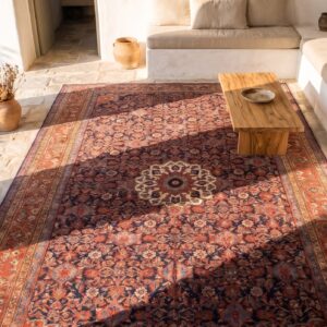 Antique N.W. Persian Oversized Room Size Wool Blue Rug (SKU 20457) - styled overhead view