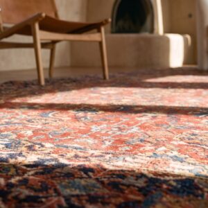 Antique N.W. Persian Oversized Room Size Wool Coral Rug (SKU 21803) - in-room detail