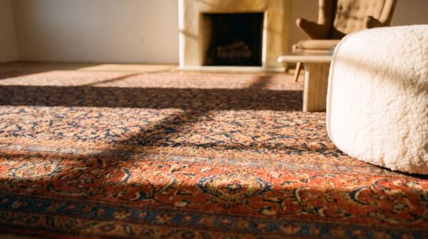 Antique n. W. Persian oversized room size wool dark rug 7 Antique n. W. Persian oversized room size wool dark rug (sku 23622) - in-room detail