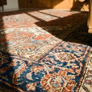 Antique N.W. Persian Serapi Carpet 11'10"×15'10" Rust Field, Tan Border, Red Medallion, 1890s (SKU 25387) - in-room detail
