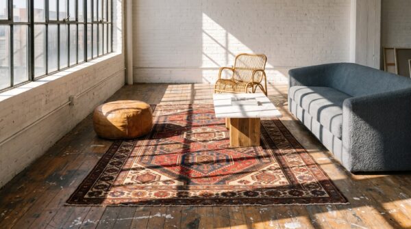 Antique n. W. Persian small scatter size wool rug 6 Antique n. W. Persian small scatter size wool rug (sku 20416) - room view