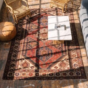 Antique N.W. Persian Small Scatter Size Wool Rug (SKU 20416) - styled overhead view